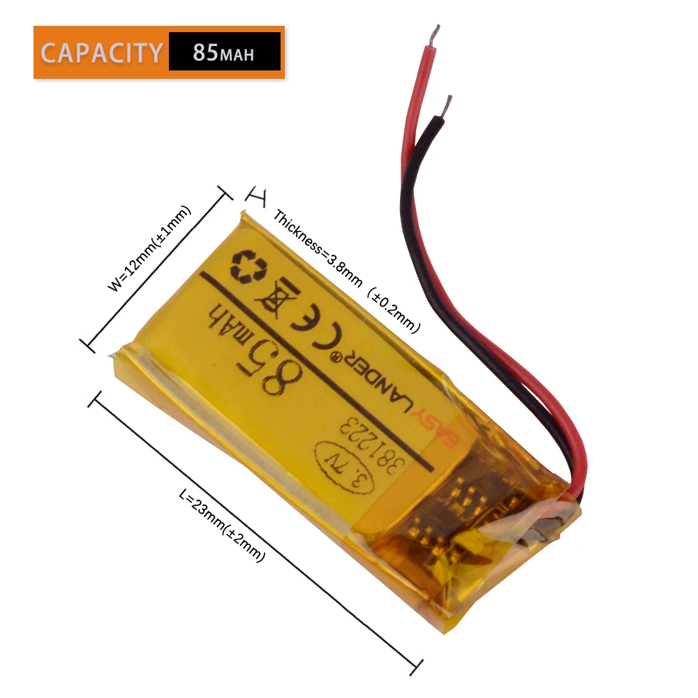 381223 3 7 V литий полимерная батарея 381224 85mah MP3 MP4 MP5 Bluetooth гарнитура|Перезаряжаемые