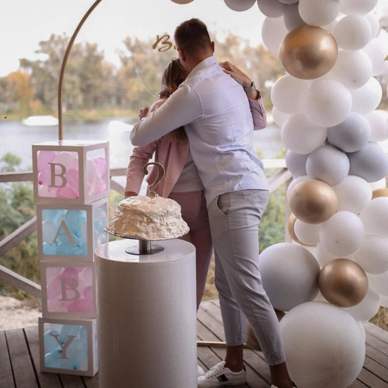 Прозрачная коробка воздушные шары заполнены Свадебные украшения Baby shower name буквы