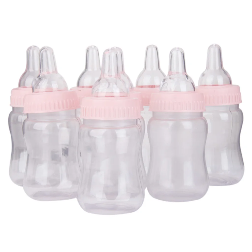 12x Small Feeding Bottle Christening Baby Shower Favors Party Decor Pink