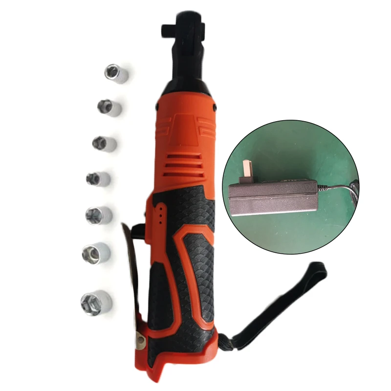 

Torque 57NM 3/8" Chuck Max 250rpm Electric Ratchet Wrench+1x Charger Optional EU/ US/ UK Port Plug+ 7x Sockets Tools