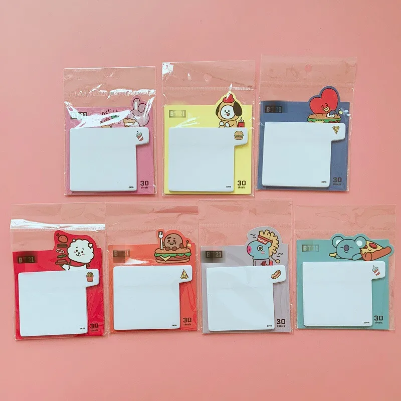 

100 sets/lot KPOP BT-21 Boys Cartoon Sticky Notes JIMIN JIN Post-it notes RM SUGA post it papeleria JUNGKOOK Signature Sticker