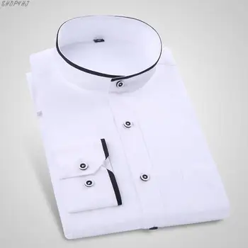 

Long sleeved slim fit soft quality non-iron easy care mens dress shirts for work /party/meeting new classic mandarin collar