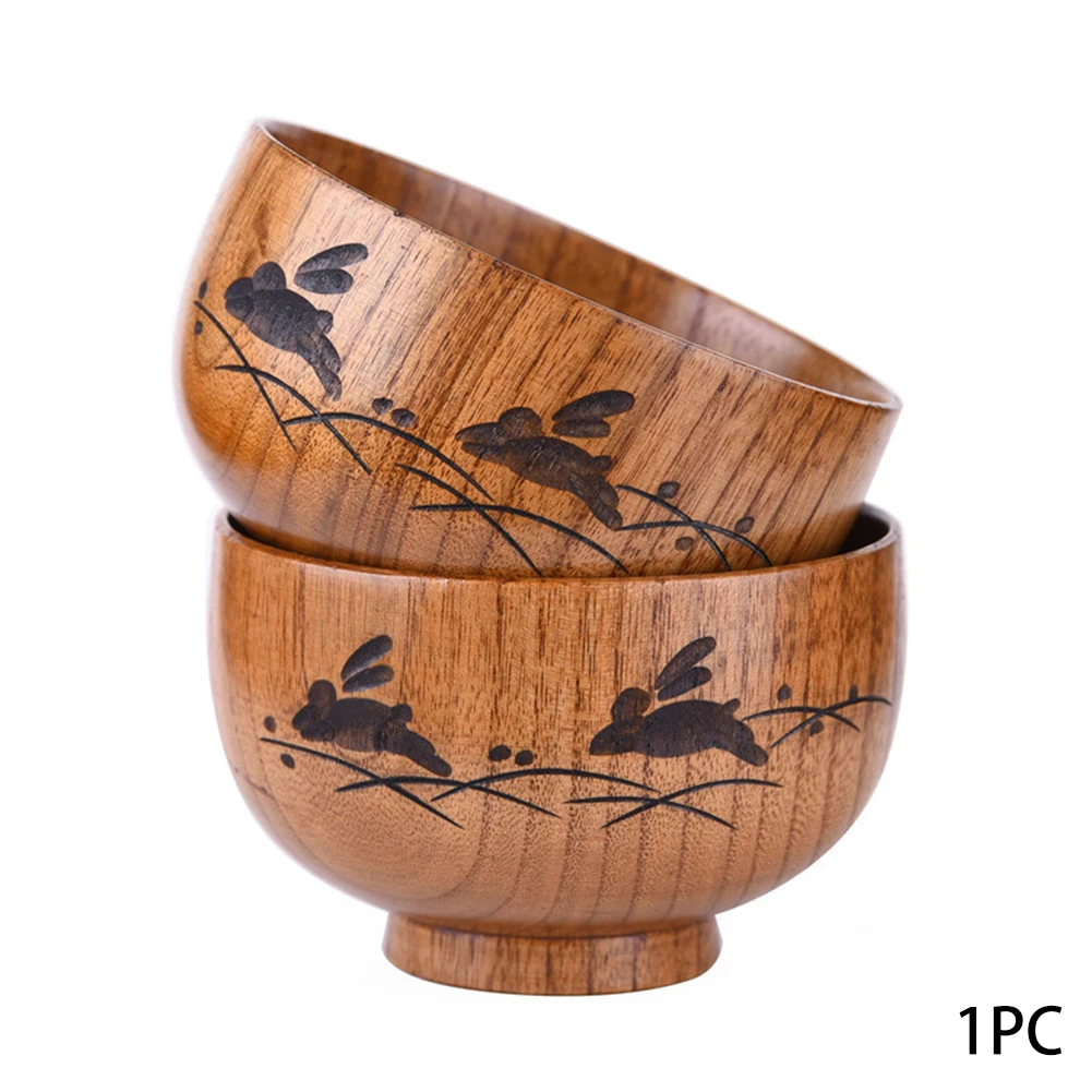 Natural Durable Jujube Wooden Handwork Bowl For Soup Rice Solid Easy Clean Tableware Butterfly Carved