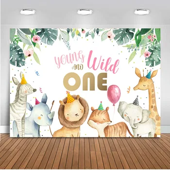 

Safari jungle animals newborn baby birthday party backdrop for photography wild one background for photo booth studio cartoon