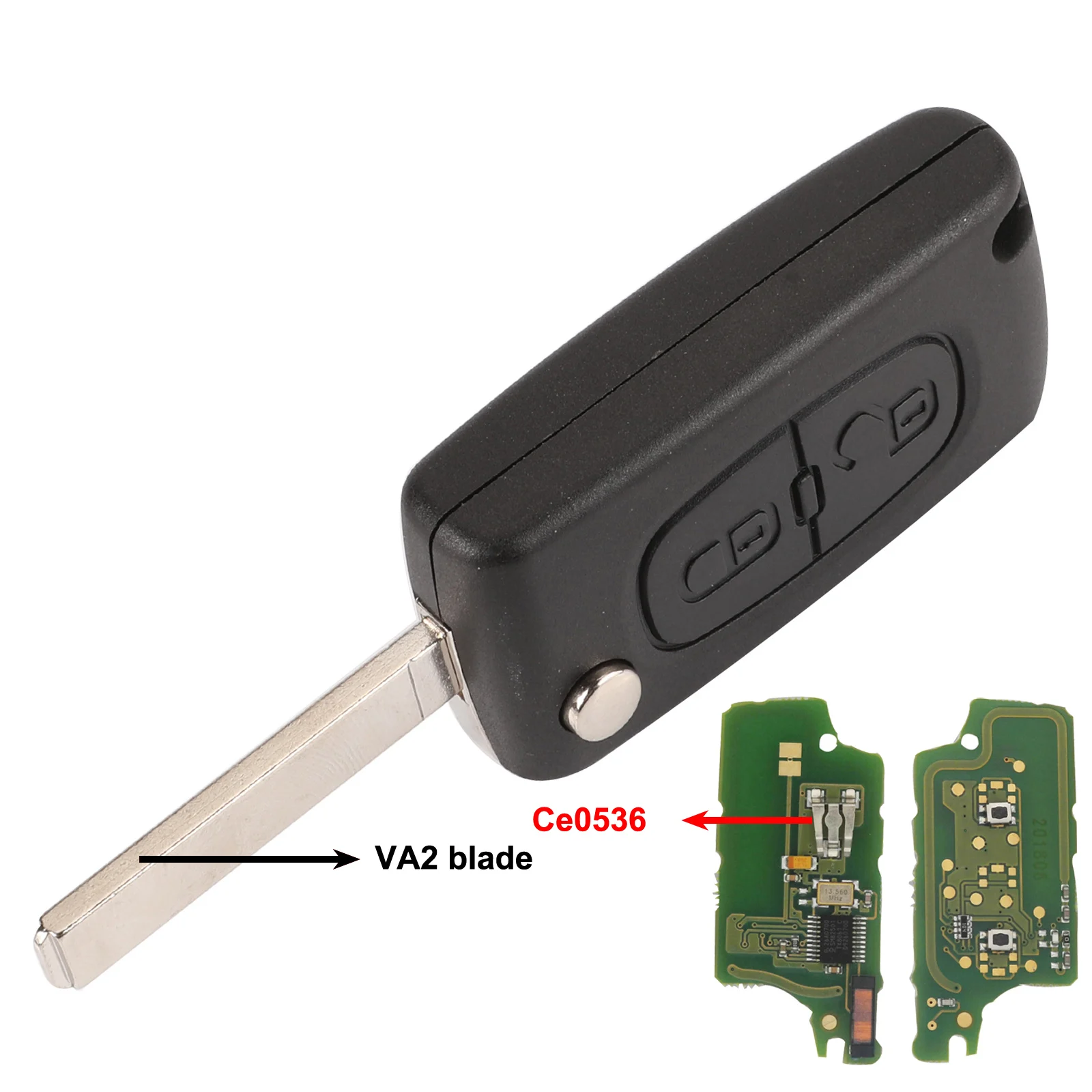 VA2 Ce0536 Kutery 434 МГц rf ASK/FSK 2 кнопки дистанционного флип ключ для peugeot 107 207 307 307S 308 407 607 пульт дистанционного управления Управление Fob PCF7961 PCF7941 чип - Цвет: VA2 Ce0536