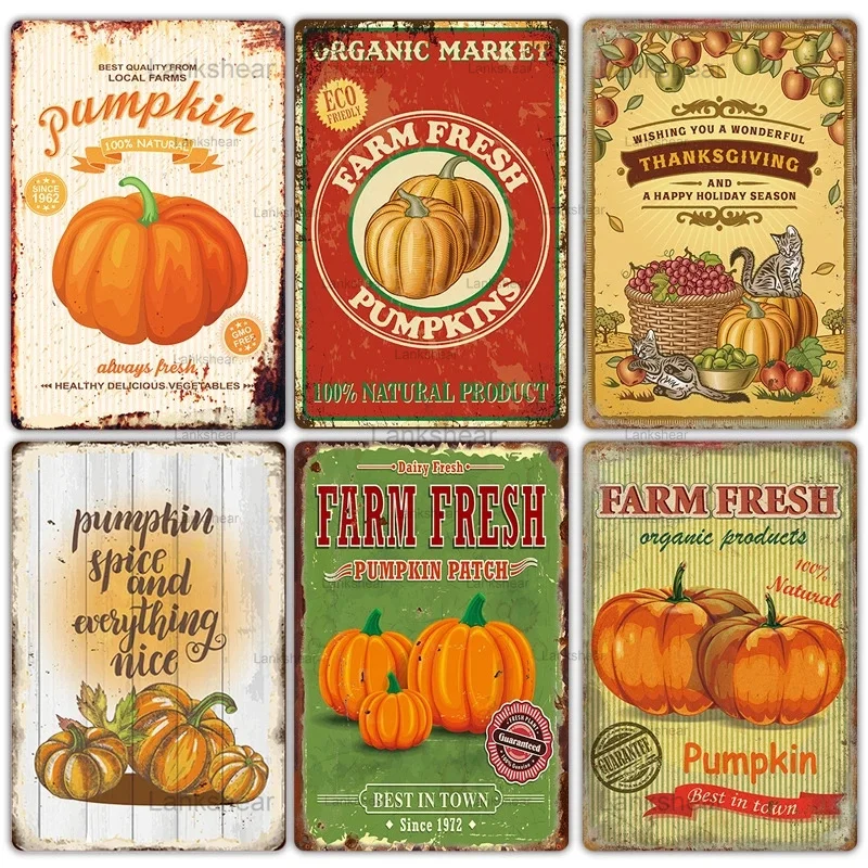 

Винтажная Оловянная табличка с тыквой, постер на День Благодарения, ретро металлические знаки, табличка, подарок на Хэллоуин, бар, паб, кухня, ферма, украшение для дома