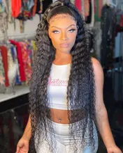 Mechones de pelo humano Remy con Perla Negra y ondas profundas, mechones de 30 pulgadas con cierre, 3 mechones