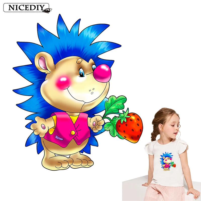 

Nicediy Hedgehog Patch Heat Transfer Vinyl Iron On Transfer For Clothes Stripes Patch PVC Thermo Stickers Cartoon Applique Badge