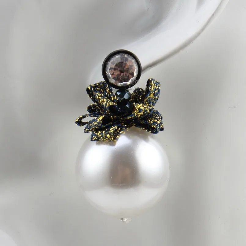 Цветочные плетеные серьги ручной работы с большими бусинами, висячие ...