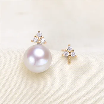 

G18K Gold Earring Hooks with Eyepin Bead Caps, Yellow Karat Gold Solid 18ct oro French Earwire Dangle Pearl Earrings