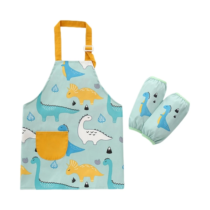 baby glasses 1 Set  3-12 Years Baby Girl Boy Waterproof Apron Waterproof Adjustable Neck Strap Painting Apron with 2pcs Sleeves Pocket Set Baby Accessories cute	