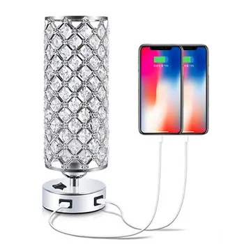 

Modern Night LED Bed Table Light with Lampshade Charging USB Ports for Bedroom Living Room Loft Office Desk Room Decor Luminary