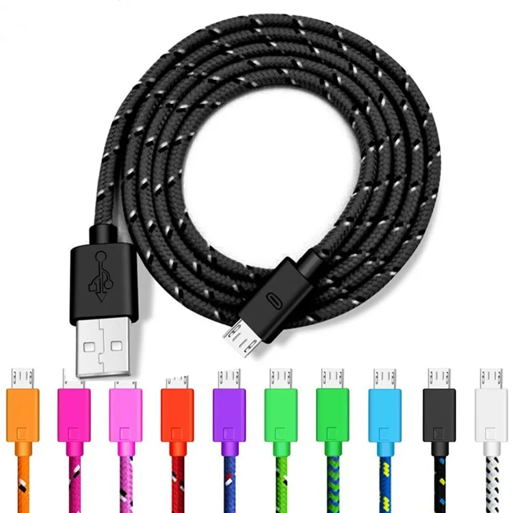 Кабель USB Micro usb 1 м 2 3 нейлоновый с поддержкой быстрой зарядки для Samsung S7 Xiaomi Huawei