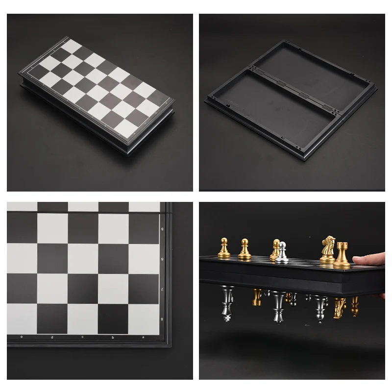 High Quality Magnetic Chess Foldable Checkerboard Set Golden Silver Chess Pieces Portable Family Travel Leisure Board Game Toy - Image 5