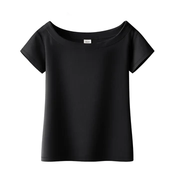 

Cotton Women T-shirt O-neck Short Sleeve women shirt All match Lady Top Black White Gray Yellow Shir