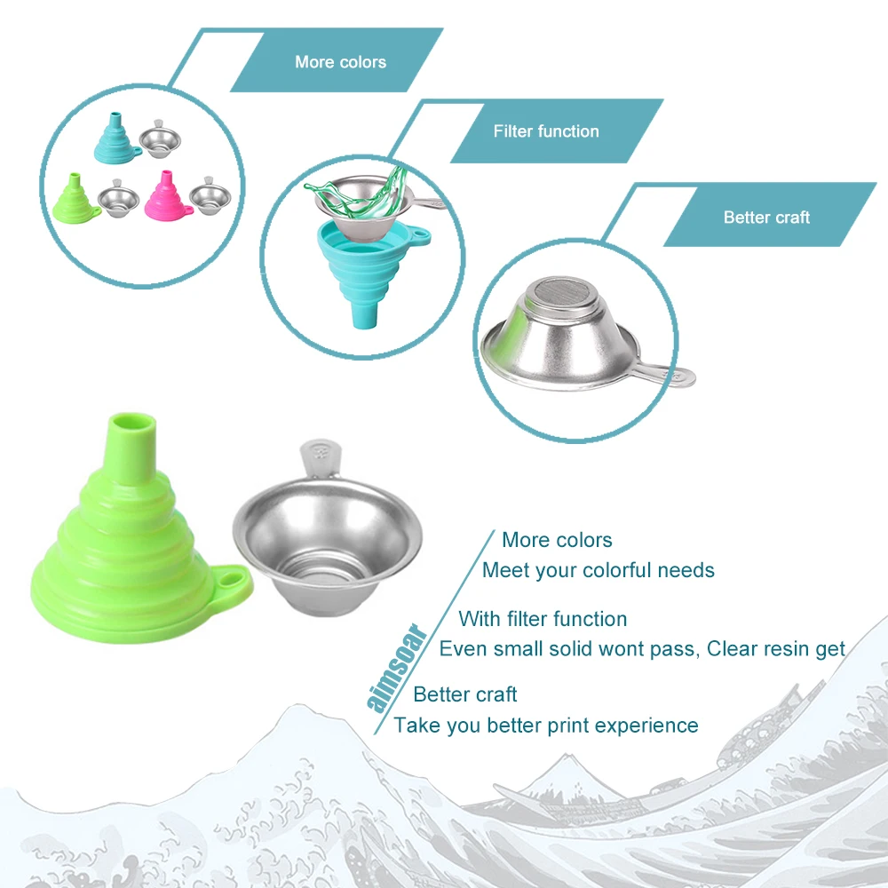 best pla filament resin liquid filter funnel Metal UV Resin Filter Cup+Silicon Funnel for ANYCUBIC Photon SLA 3D Printer 3d print clear plastic