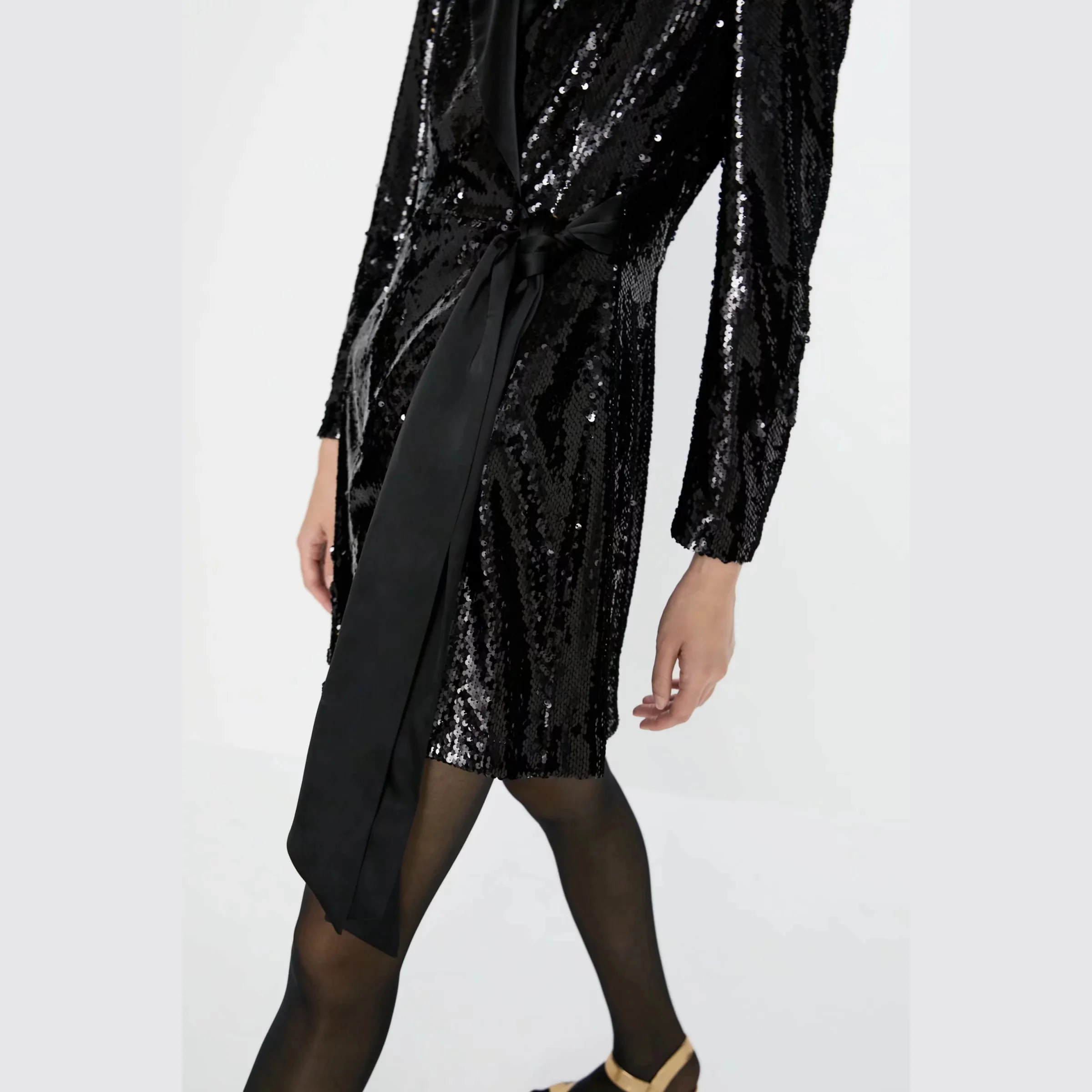ZA женское платье, черное платье с блестками и поясом и бантом, шикарное женское тонкое элегантное мини-Клубное вечернее платье, женские платья
