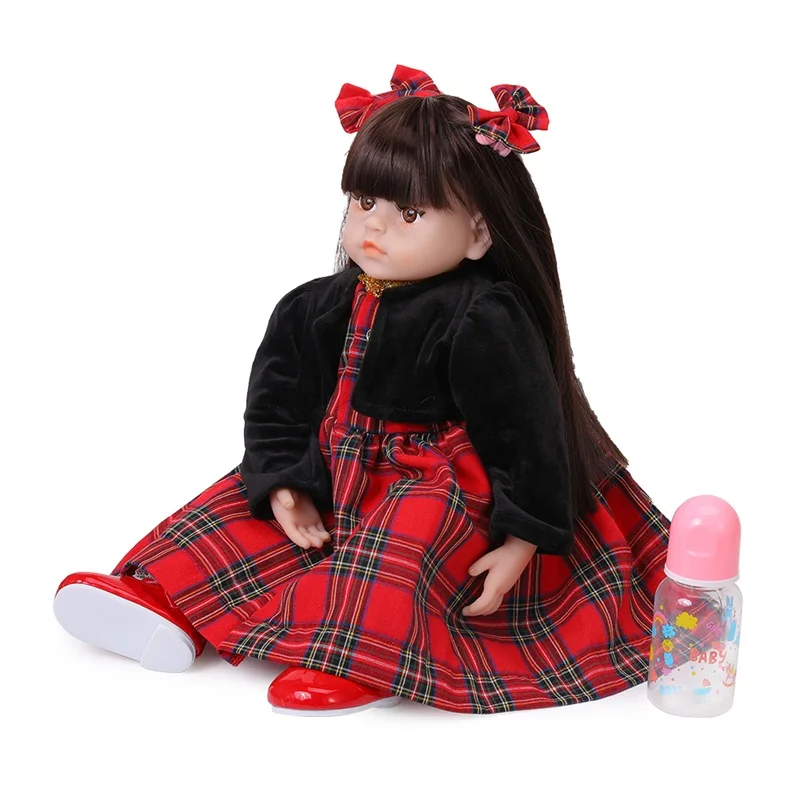 48 см Reborn Baby Doll с принцессой длинные волосы красное платье Реалистичная кукла ручной работы для новорожденных прелестная Реалистичная кукла для малышей