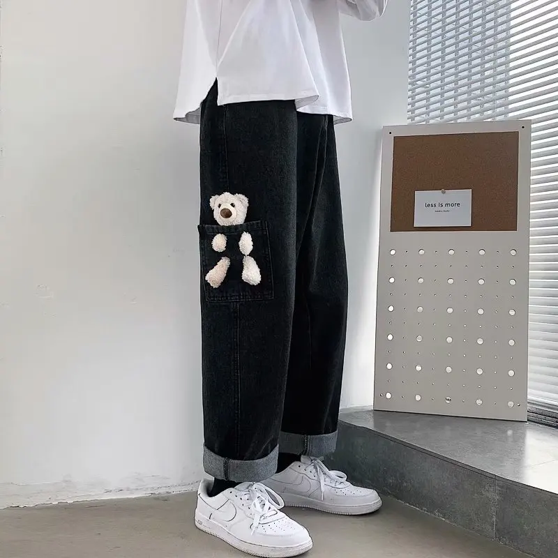 ICCLEK 2021 New Bear Jeans Men's Jeans Fashion Jeans Autumn and Winter Casual Pants High Street Hip-hop Jeans Skinny Jeans Men