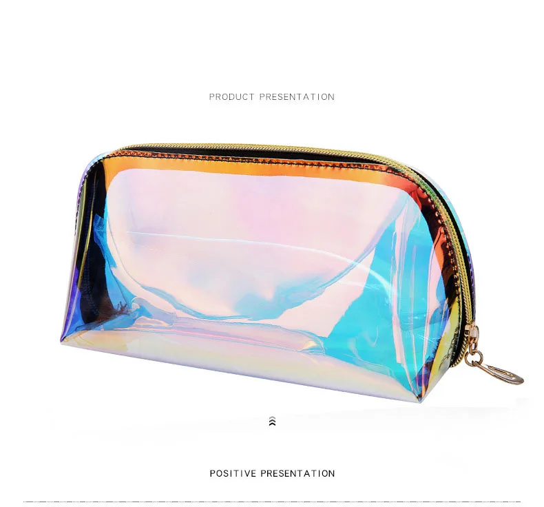 Fashion Laser Dream Colorful Holographic Beauty Organizer Pouch Clear Iridescent Clutch Makeup TPU Cosmetic Bag