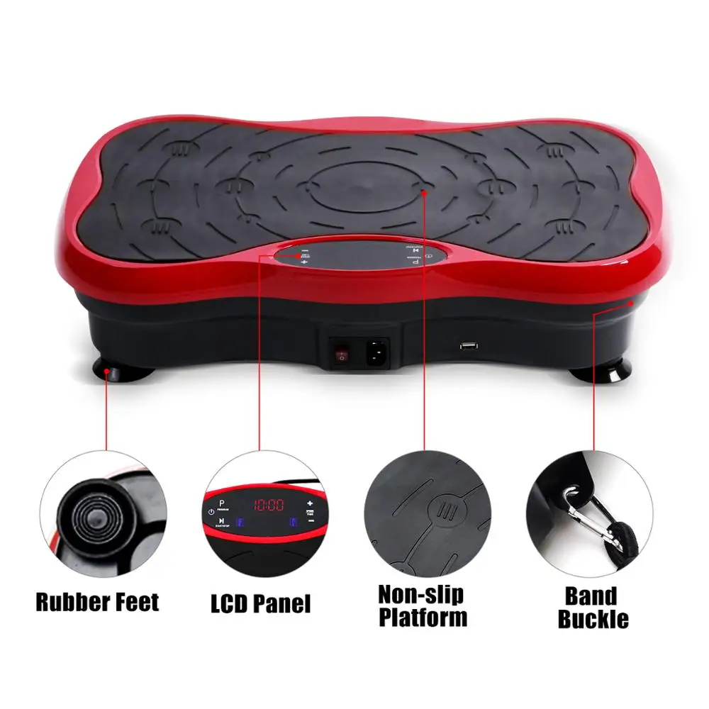 200KG Exercise Fitness Slim Vibration Machine Trainer Plate Platform Body Shaper Remote Control with Resistance Bands US Stock