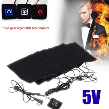 

5V USB 8 in 1 Warm Paste Pads Fast-Heating Carbon Fiber Heating Pad Safe Portable Heating Warmer Pad for Cloth Vest Jacket Shoes