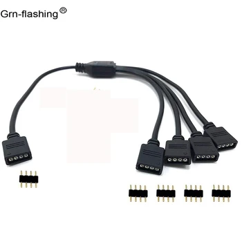 RGB LED 테이프 커넥터, 1-1, 2, 3, 4, 5 플러그 전원 분배기 케이블, 4 핀 니들 암 커넥터 와이어, RGB LED 스트립 조명용