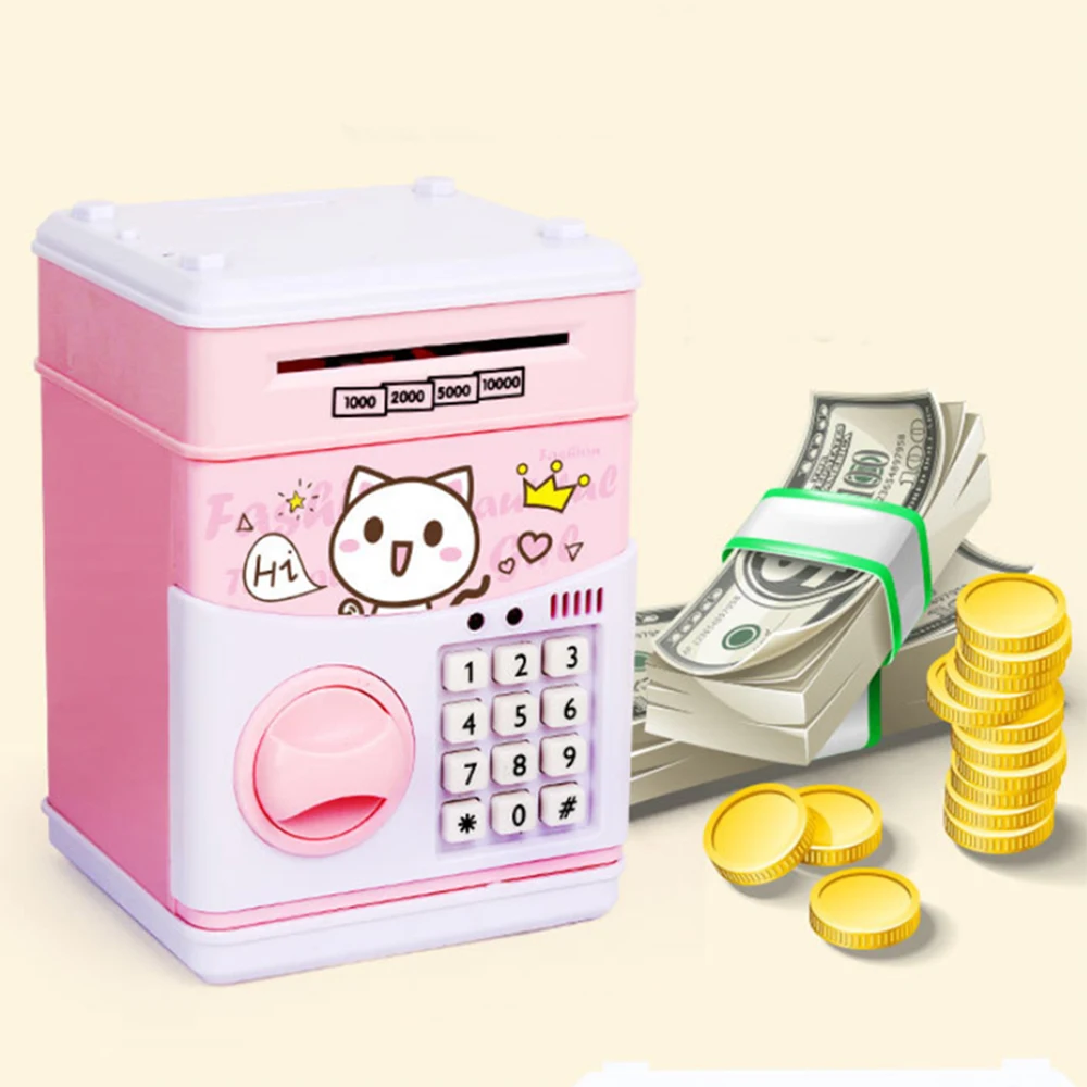 

Large Piggy Bank Safe ATM Bank Saving Box Music Money Box Electronic Piggy bank Cat Paper Money Cash Coin Bank ABS Plastic