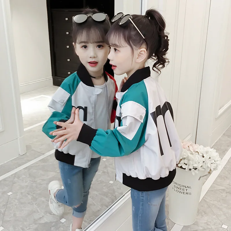 

Girls Spring Coat 2019 New Style Korean-style Children Trendy Jacket GIRL'S Western Style Spring Clothing Tops Baseball Uniform