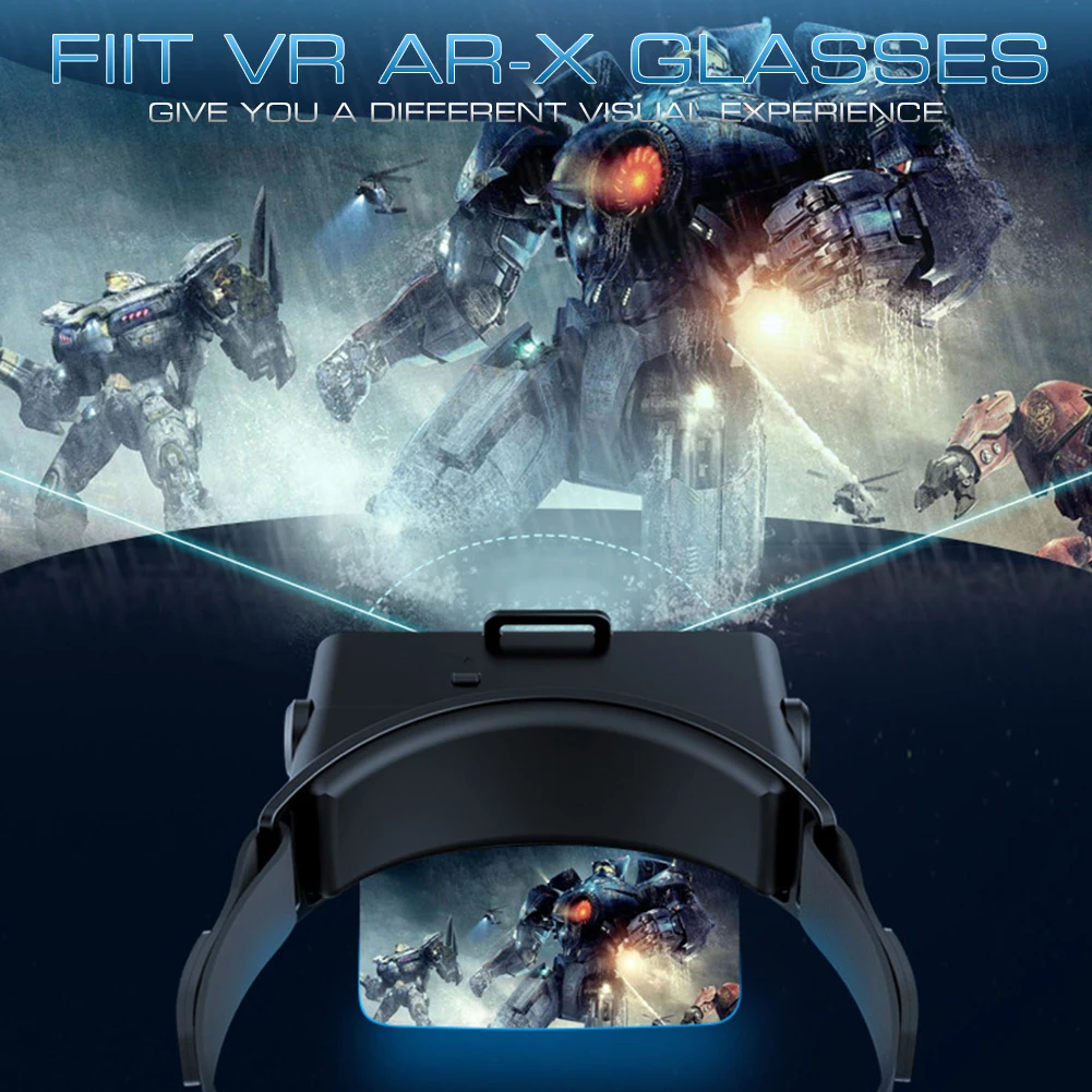 AR-X AR Smart Glasses Enhanced 3D VR Glasses Headphones Virtual Reality Helmet VR Headset For 4.7-6.0 Inches Smartphone