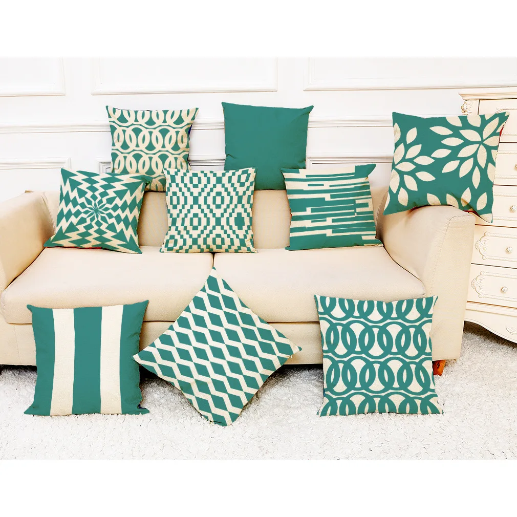 

Geometric Throw Pillow Case Fashion Home Decorations Pattern Cotton Linen Pillow-case Car Pillow Sofa Cushion Pillow Cover