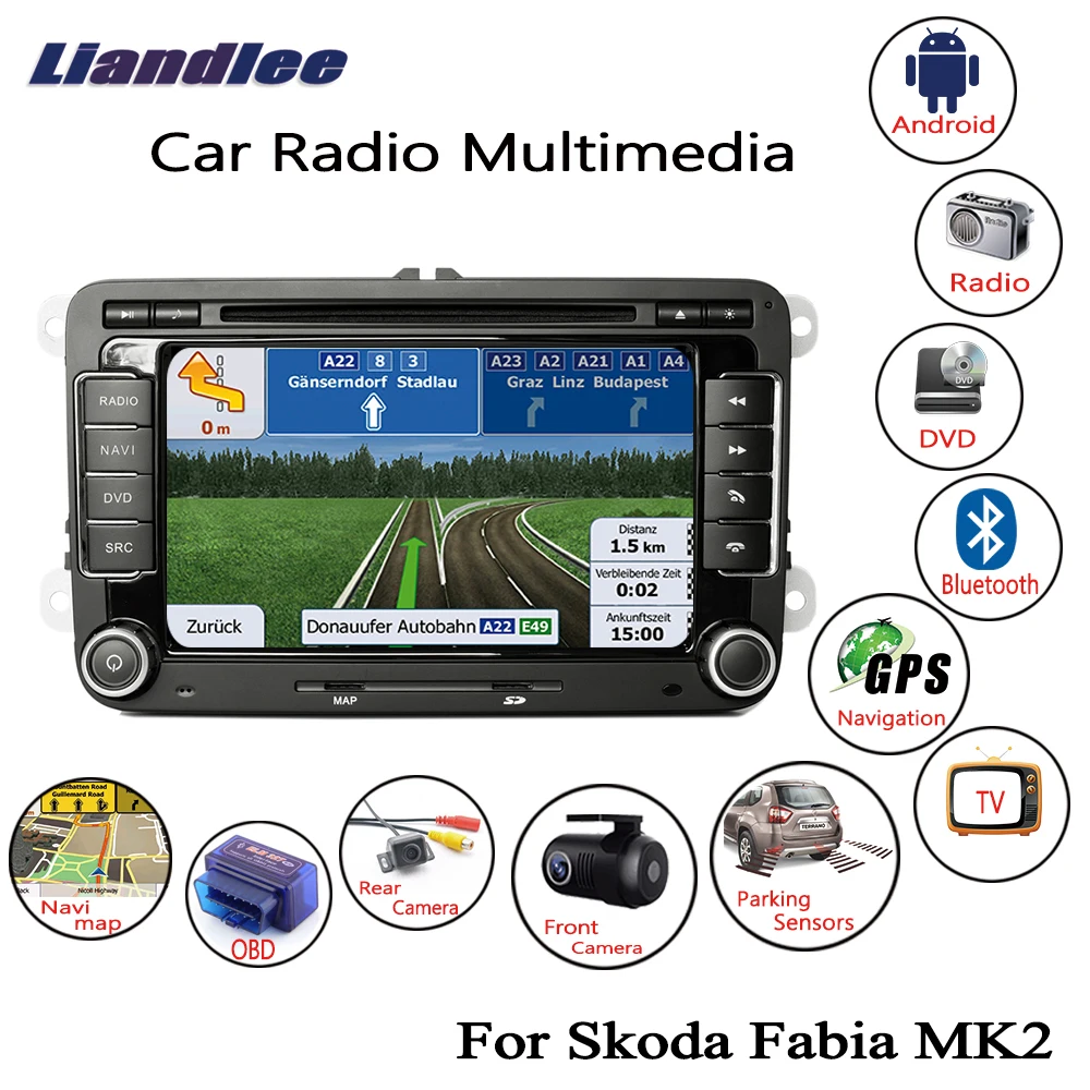Liandlee 2 Din Android автомобильный Радио CD DVD плеер для Skoda Fabia MK2 2007 ~ 2014 GPS Navi навигация
