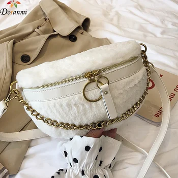 

DORANMI Luxury Brand Designed Waist Bag Soft Fur Fanny Pack 2019 Winter Women's Waist Packs Bag Crossbody Chest Bag Nerka BG155