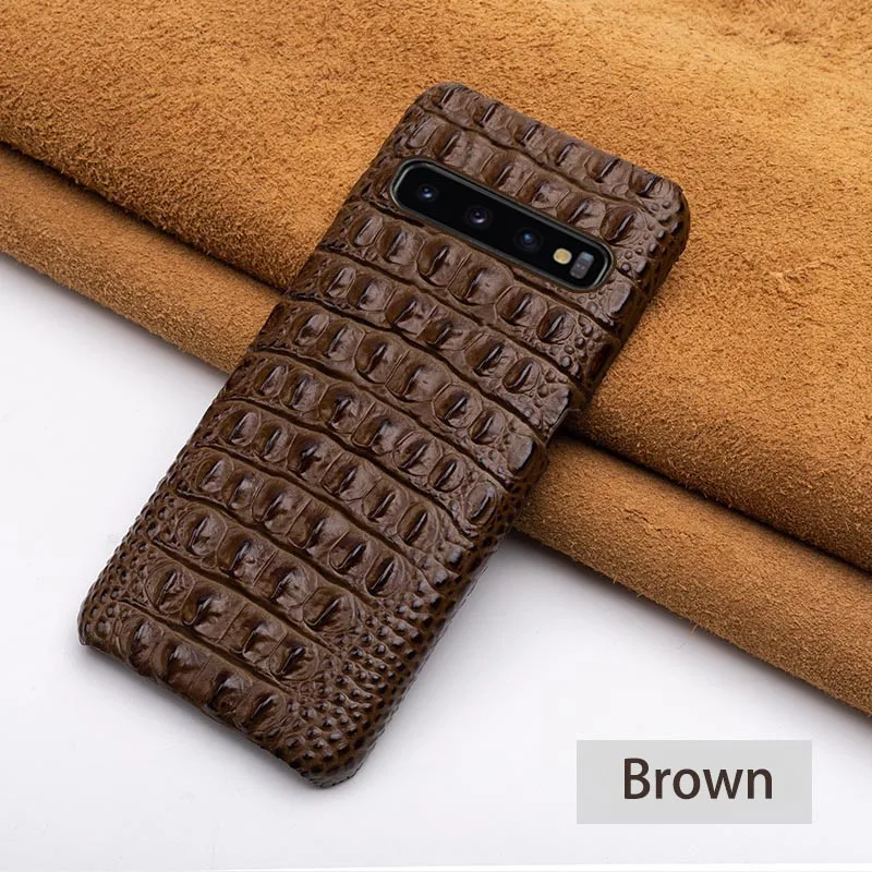 Чехол для телефона для samsung Galaxy A50 A70 S7 S8 S9 S10 Plus, Note 8, 9, 10, из крокодиловой кожи Текстура чехол для A30 A40 A5 A7 A8 - Цвет: Brown Back