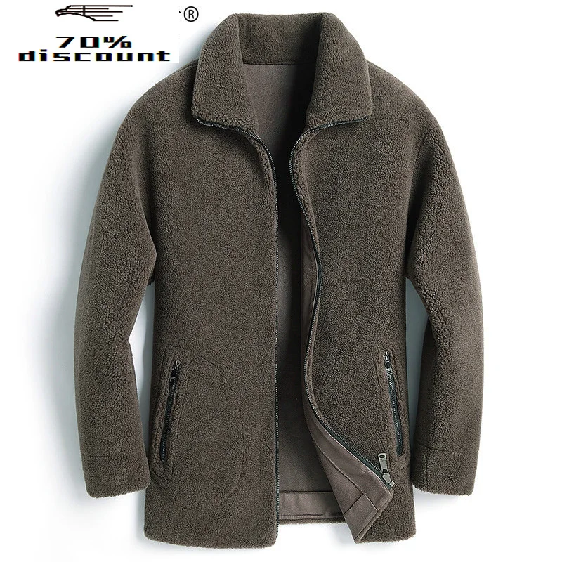 

Real Fur Coat Men Autumn Winter 200% Wool Fur Coats Sheep Shearing Wool Jacket Korean 2020 Manteau Homme 4920 KJ3624