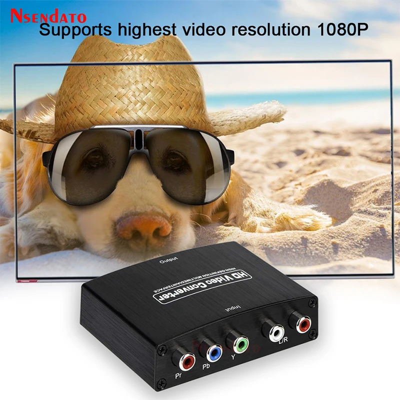 5 RCA Ypbpr Component to HDMI-compatible converter RCA Component video to hd video audio Connector converters adapters For PS3/2