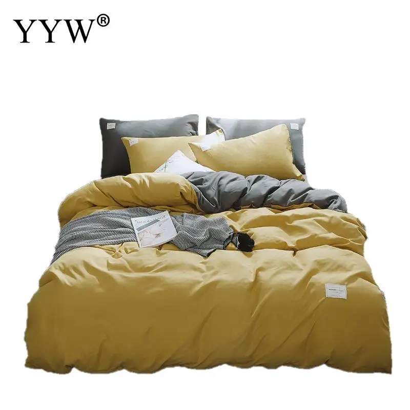 Скандинавские одноцветные двухслойные хлопковые постельные принадлежности, 4 размера, постельное льняное покрывало, простыня, Ab боковое одеяло, кровать