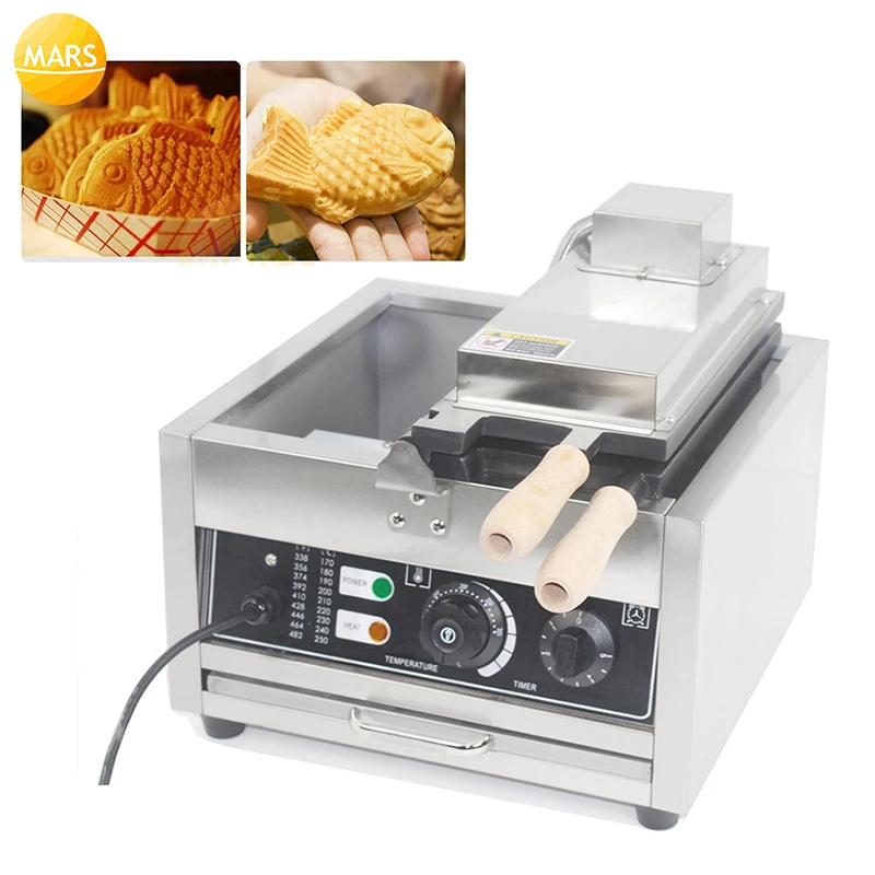 110V 220V Fish Cake Machine Commercial Electric Fish Shaped Taiyaki Waffle Maker Non-stick Taiyaki Fish Mold Pan Snack Equipment