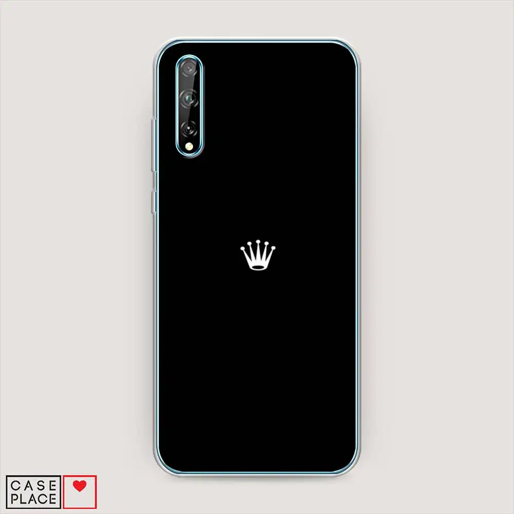 Silicone Case For Huawei Y8p White Crown Black Background Thin Soft Half-wrapped with bright print Phone accessories Mobile and smartphones