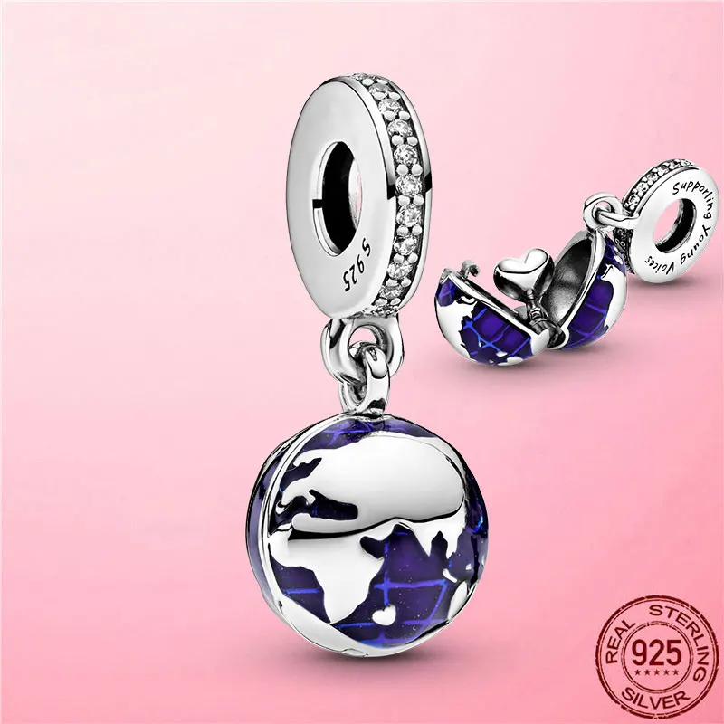 Hot Sale New 925 Sterling Silver Our Blue Planet Dangle Charm Pendant fit Original Pandora Bracelet Jewelry Gift | Украшения и