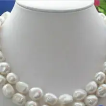 Ювелирные изделия Жемчужное ожерелье Огромный 2 ряда 18 мм белый барокко пресноводный культивированный жемчуг Ожерелье