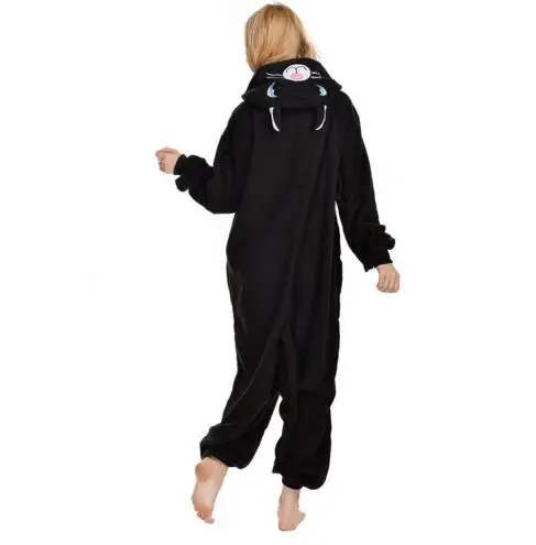 Women Jumpsuit Kigurumi Pajamas Onesies Cosplay Pajamas Onesies Flannel Pajamas Onesies HKSNG New Black White Cat Kigurumi Onesie Animal Winter Flannel Pajamas Cartoon Adult Halloween Party Costume