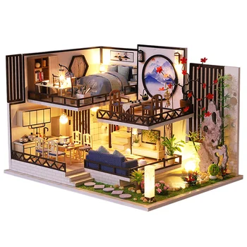 Furniture Diy Doll House Wooden Miniature Doll Houses Furniture Kit Puzzle Handmade Dollhouse Craft Toys For Children Girl Gifts 1