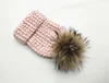 Winter Women's Nature Raccoon Fur Pom Pom Knitted Beanies Rhinestone Beads Pearl Skullies Girls Real Fur Knit Caps  Bonnet Hat 6