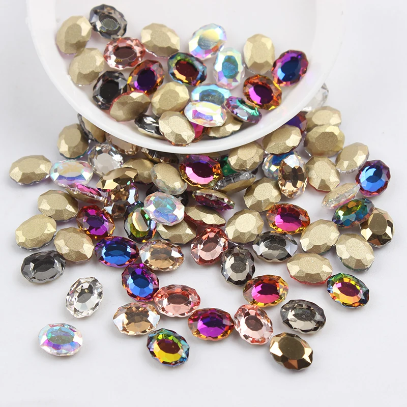 6x8mm Mirror Все смешанные цвета, 30 шт, стразы для дизайна ногтей, сделай сам, без горячей фиксации, стеклянные камни для ногтей, драгоценные камни для 3D украшения для ногтей - Цвет: 6x8mm Mirror