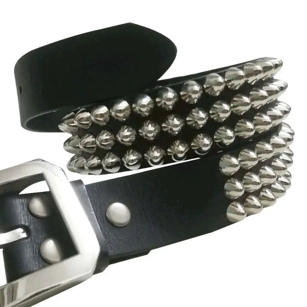 Панк Шипованный серебряный гвоздь три ряда растительного дубления кожа ...