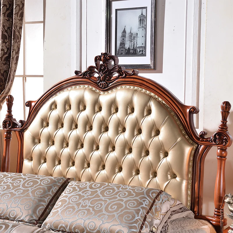 Европейская кровать двуспальная кровать 1,8 метров цельная деревянная спальня Европейская свадебная кровать Прямая с фабрики европейский стиль
