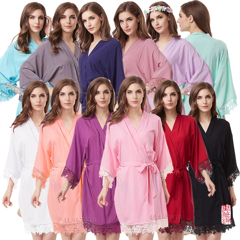 Cotton Robe Lace Robe Bride Robe Kimono Bridesmaid Robes Bridal Party