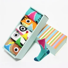 Женские носки, теплая подарочная упаковка, 5 пар/лот, осенне-зимние теплые носки в полоску, женские и женские цветные забавные носки, набор