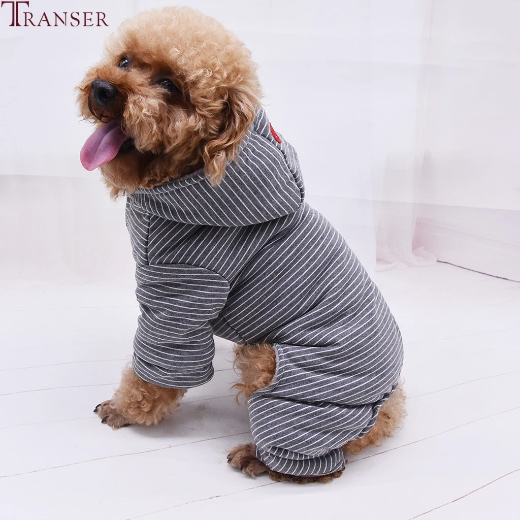 

Transer Pet Dog Warm Striped Jumpsuit Mustache Print Winter Dog Clothes Pet Hoody Tracksuit Teddy Small Dog Coat Apparel 908